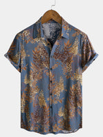 Men's Short Sleeve Summer Shirt in Retro Print Rayon