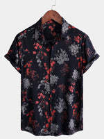 Elegant Floral Rayon Short Sleeve Casual Shirt for Men