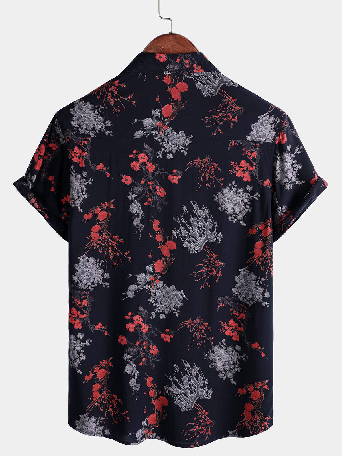 Elegant Floral Rayon Short Sleeve Casual Shirt for Men