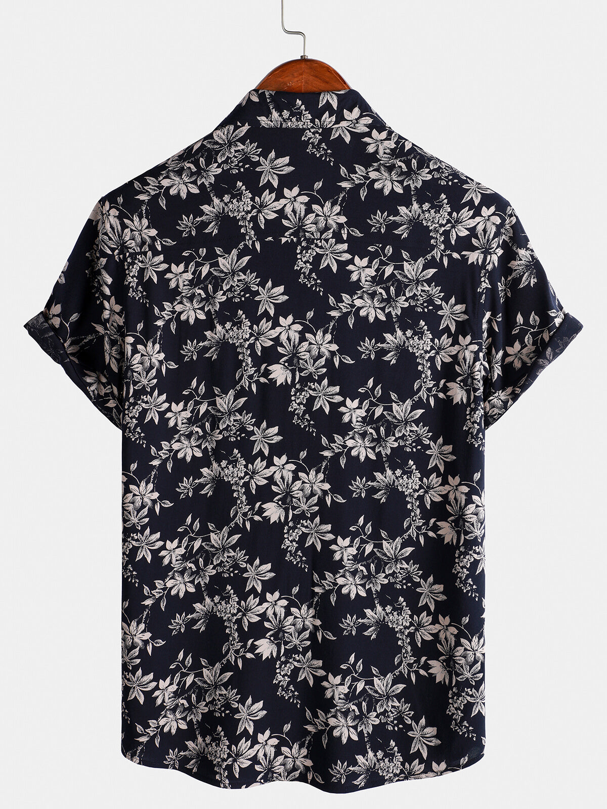 Casual Summer Short Sleeve Shirt for Men, Floral Pattern
