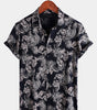 Men's Short Sleeve Summer Shirt with Floral Pattern in Rayon