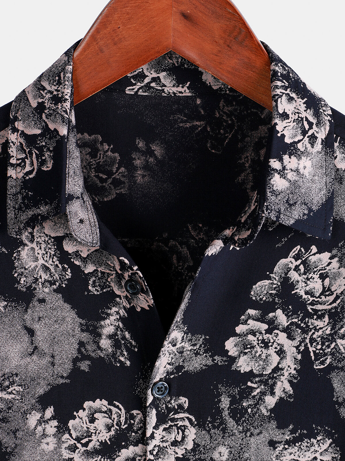 Men's Short Sleeve Summer Shirt with Floral Pattern in Rayon