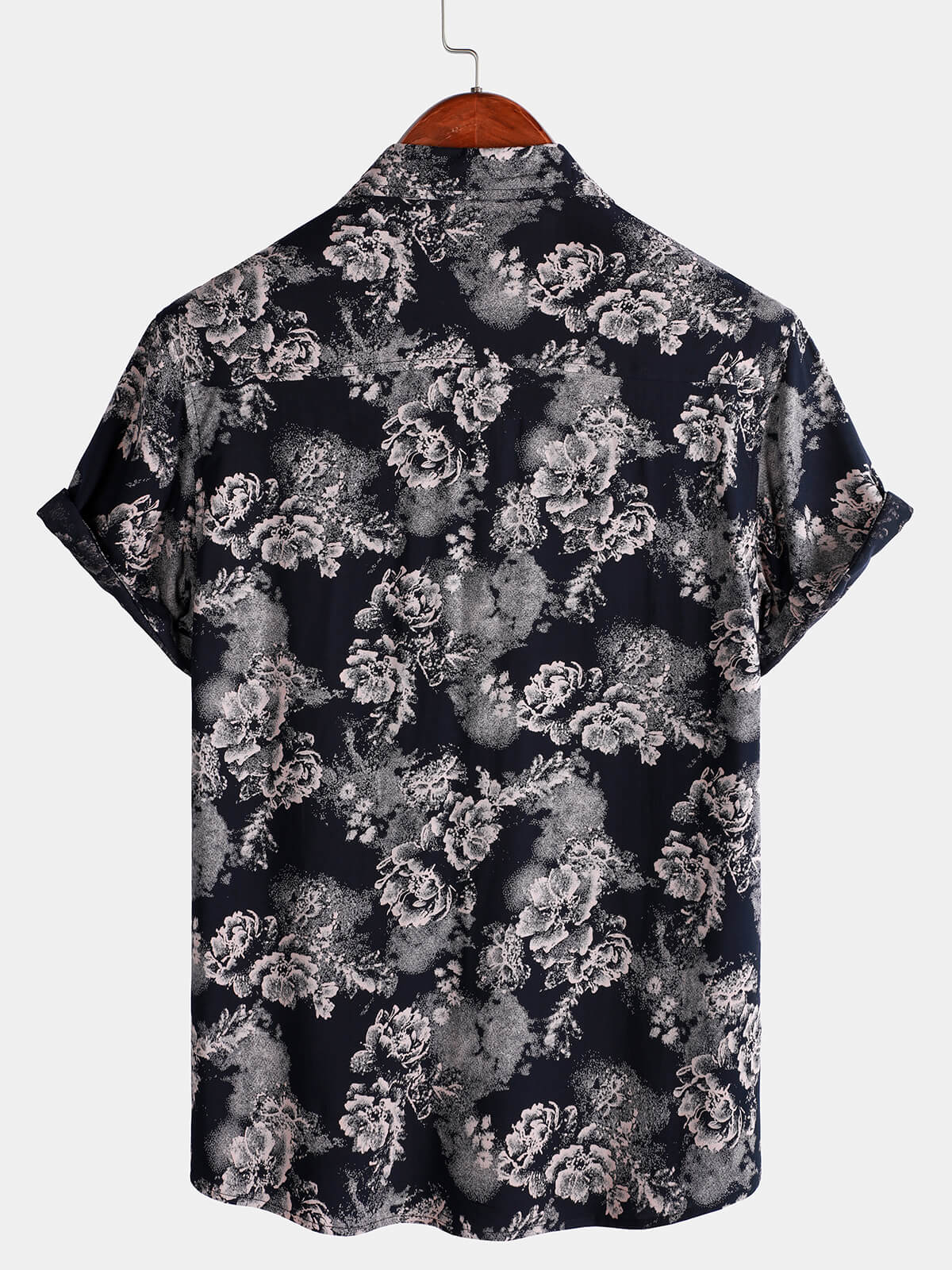 Men's Short Sleeve Summer Shirt with Floral Pattern in Rayon