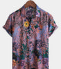 Men's Breathable Short Sleeve Summer Shirt, Retro Floral Print