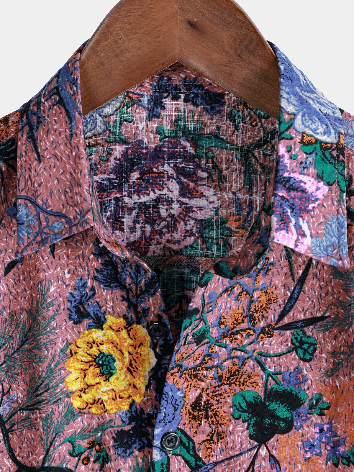 Men's Breathable Short Sleeve Summer Shirt, Retro Floral Print