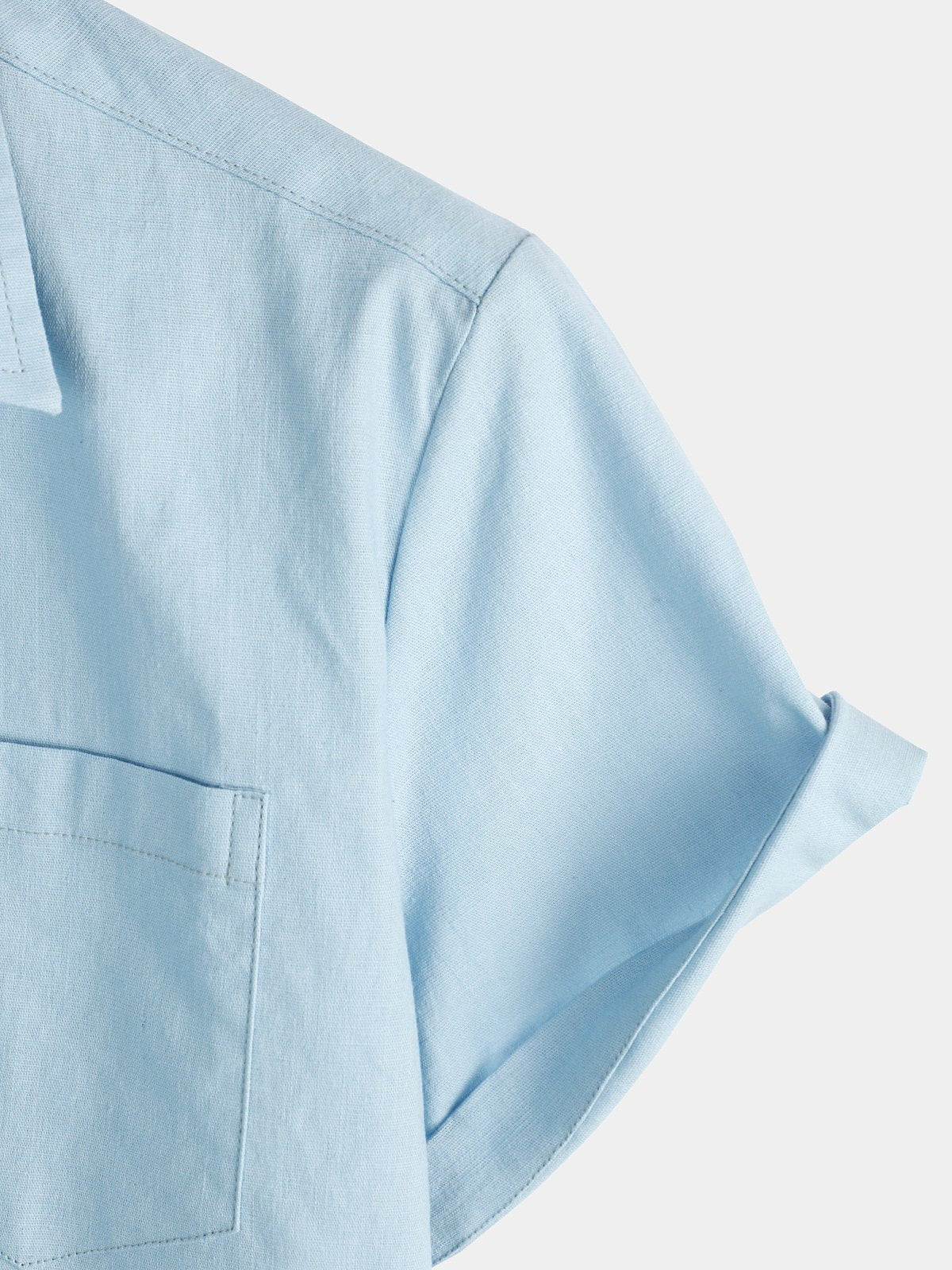 Short-Sleeved Cotton and Linen Solid Colour Shirt for Men