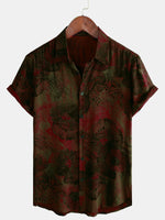 Casual Short Sleeve Button-Up Retro Floral Shirt for Men