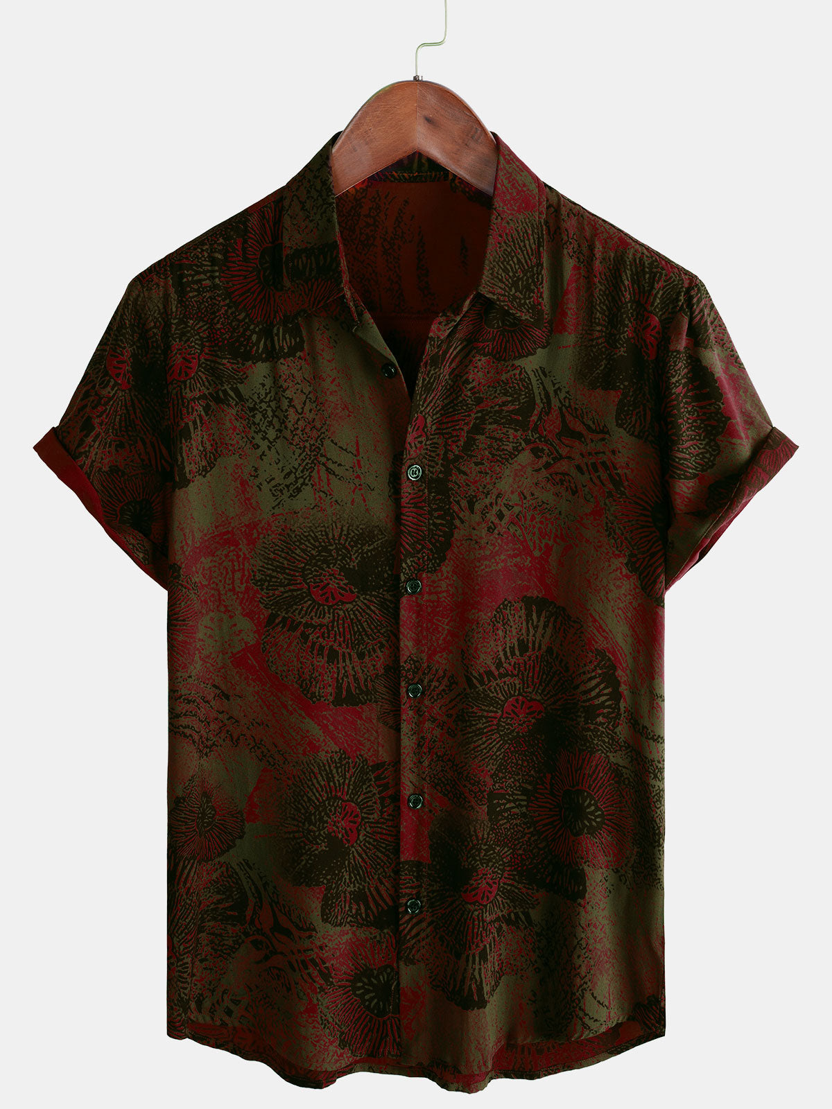 Casual Short Sleeve Button-Up Retro Floral Shirt for Men