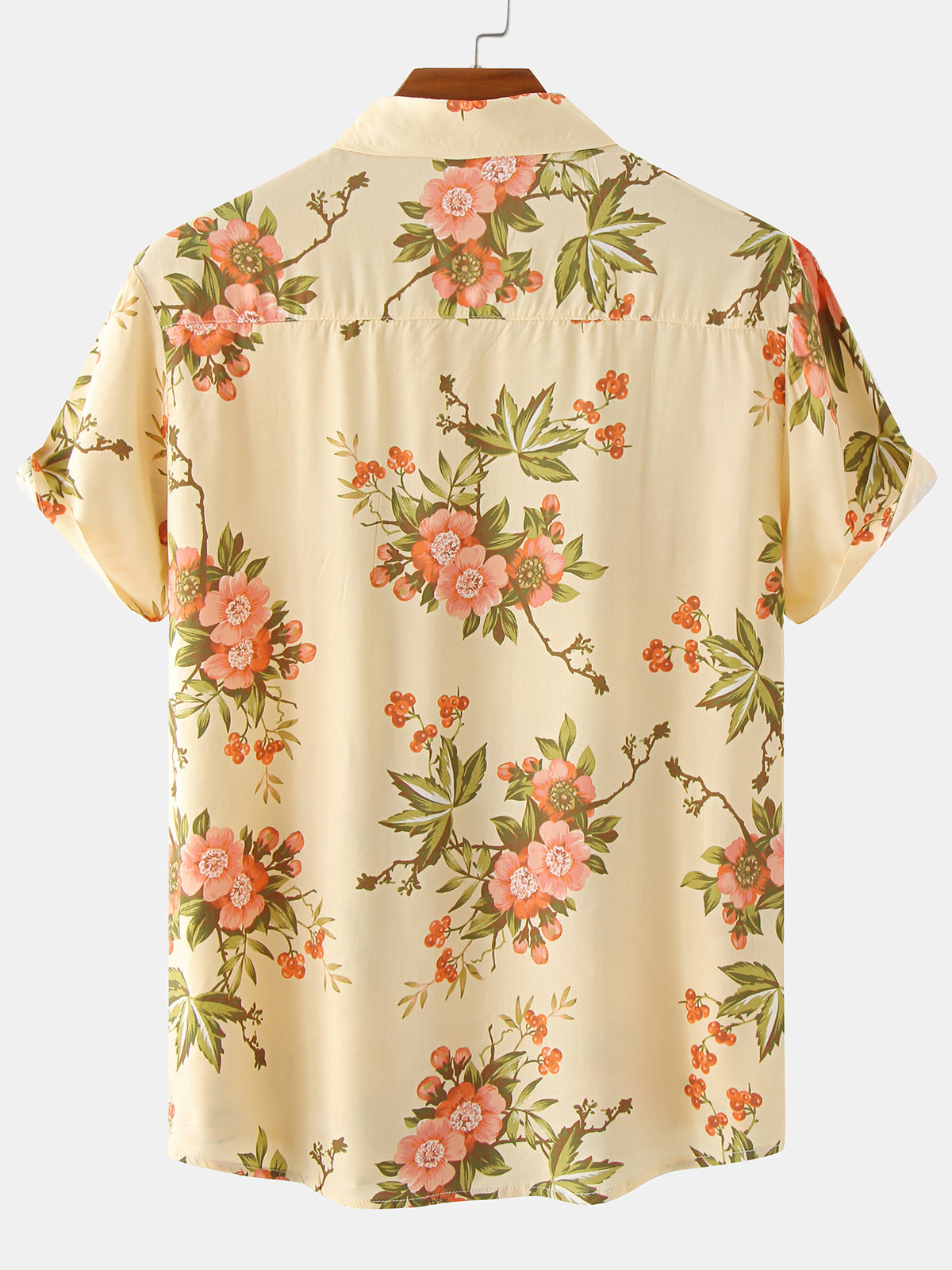 Casual Short Sleeve Retro 70s Floral Shirt for Men