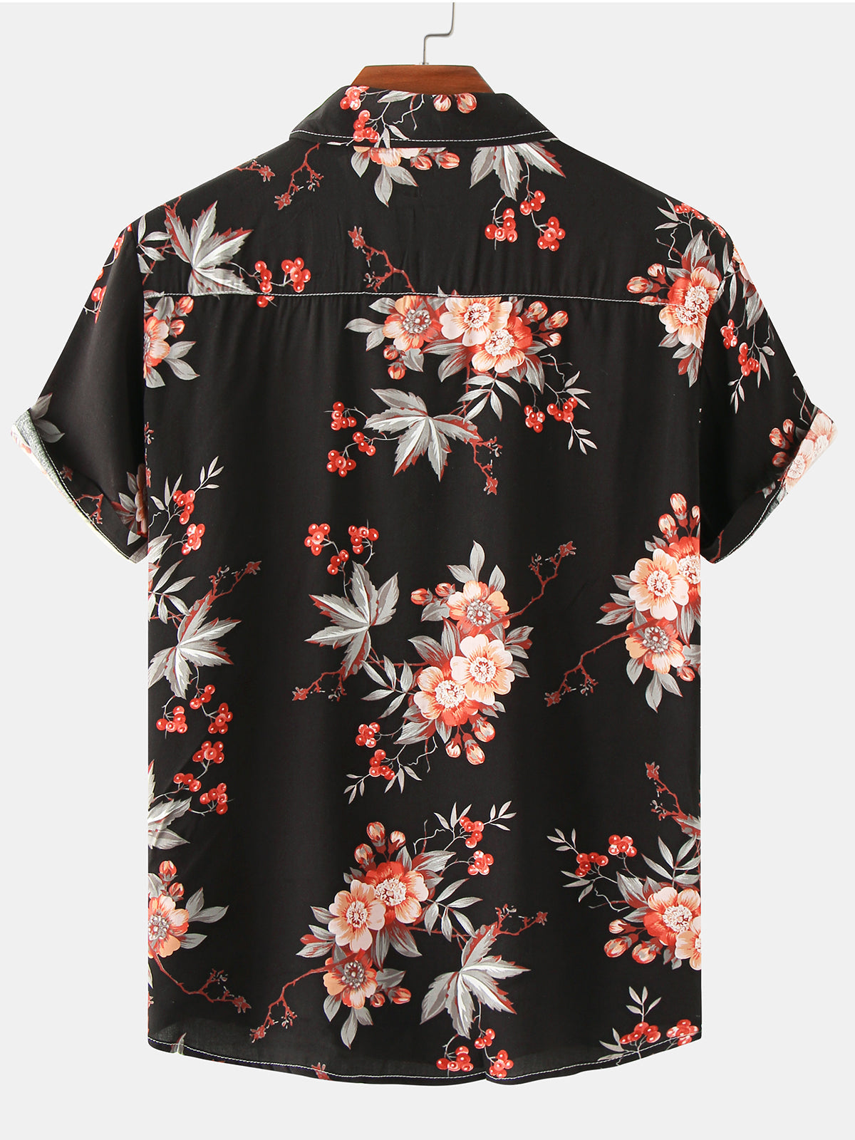 Casual Short Sleeve Retro 70s Floral Shirt for Men