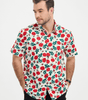 Men's Breathable Cotton Printed Pink Short-Sleeve Summer Shirt