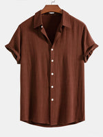Linen Rayon Blend Button Up Shirt