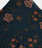 Navy Blue Short-Sleeved Button-Up Cotton Shirt with Summer Flowers for Men
