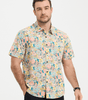 Men's Short-Sleeved Floral Cotton Shirt