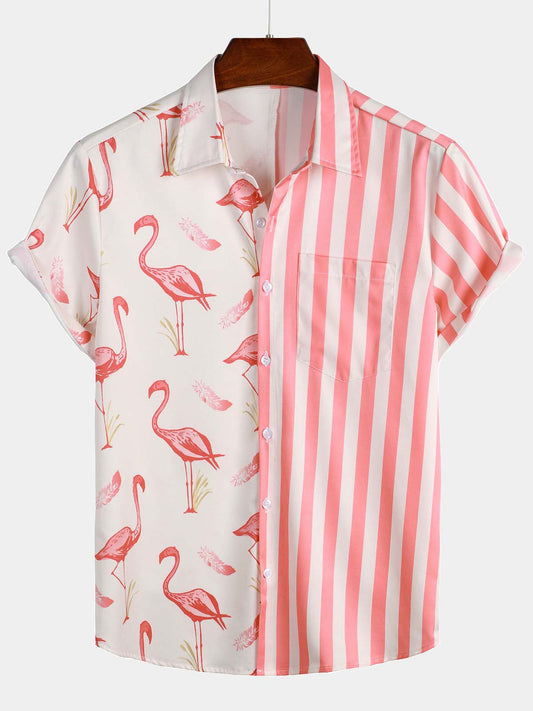 Striped Flamingo Summer Shirt