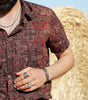 Short-Sleeved Cotton Retro Paisley Print Shirt for Men