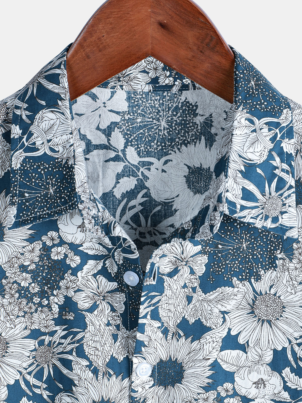 Men's Retro Short Sleeve Sunflower Print Shirt