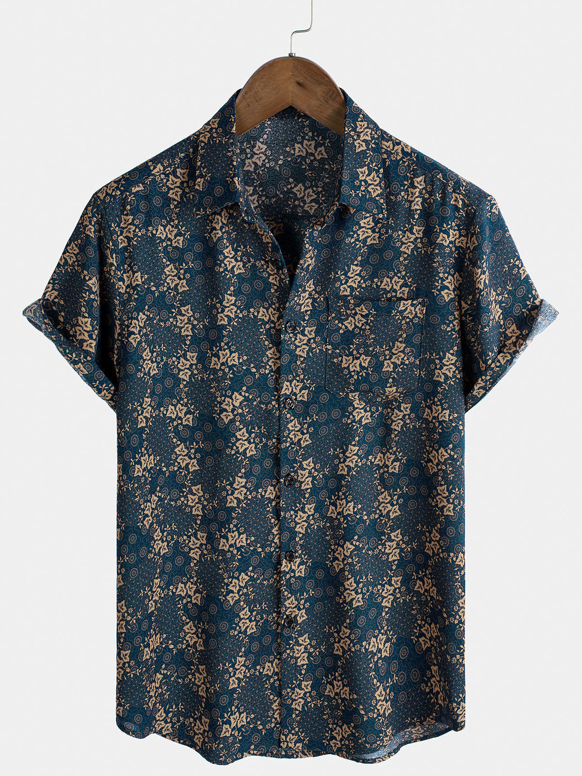 Men's Retro Print Summer Shirt with Pocket