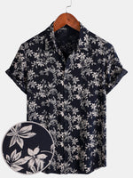 Casual Summer Short Sleeve Shirt for Men, Floral Pattern