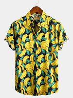 Men's Button-Up Tropical Aloha Hawaiian Shirt in Banana Cotton