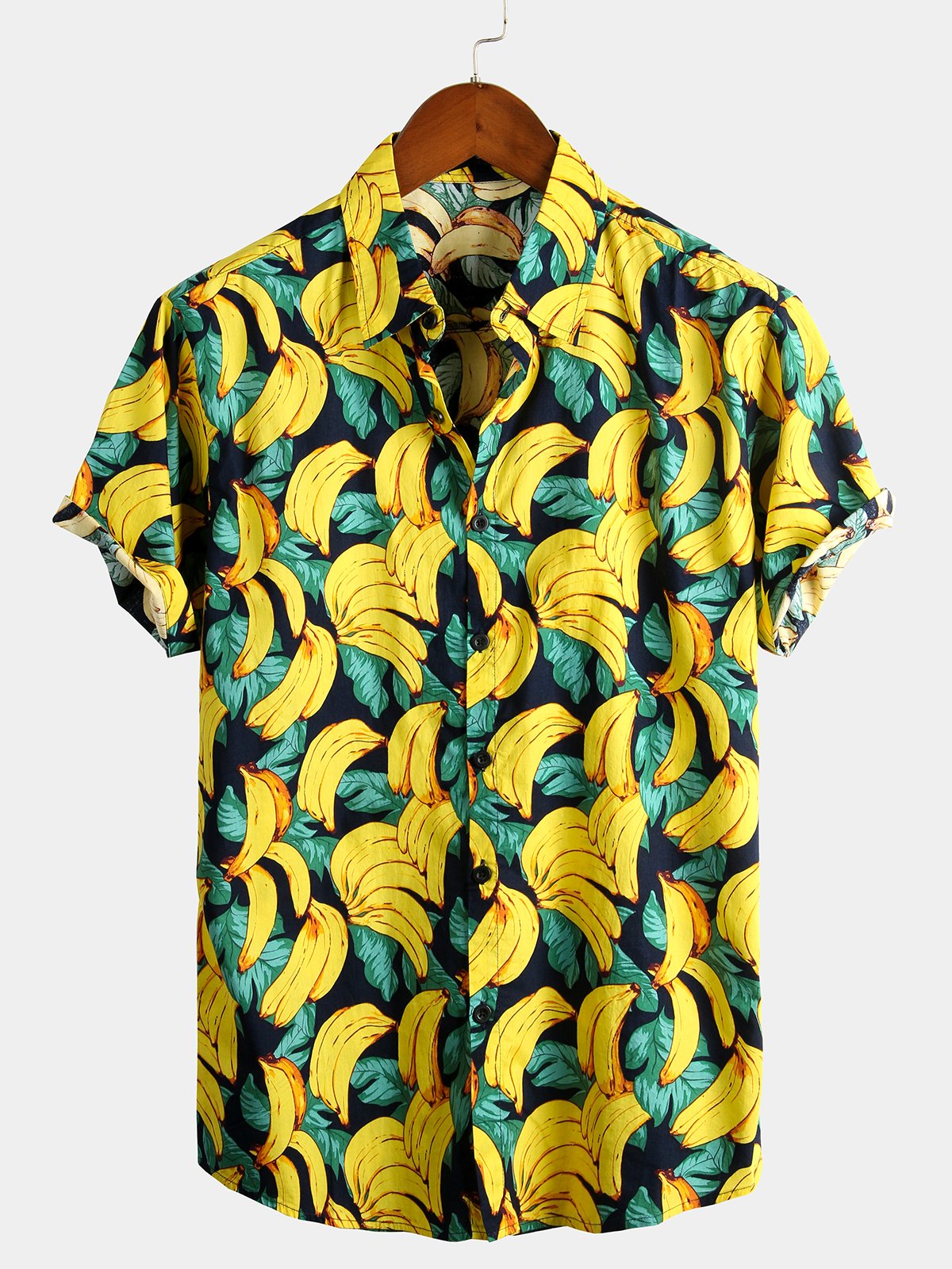 Men's Button-Up Tropical Aloha Hawaiian Shirt in Banana Cotton