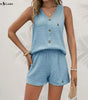 R. Lauren Button Tank Top & Shorts Set