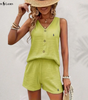 R. Lauren Top with Buttons & Shorts Set