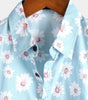 Hawaiian Floral Short-Sleeve Cotton Shirt with Daisy Print for Men