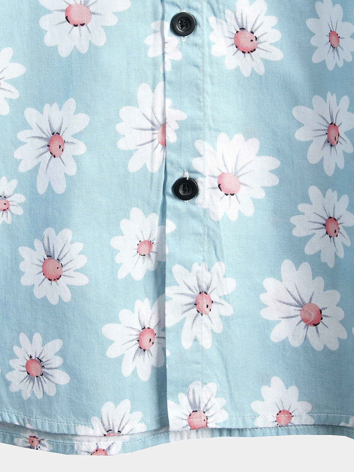 Hawaiian Floral Short-Sleeve Cotton Shirt with Daisy Print for Men
