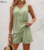 R. Lauren Top with Buttons & Shorts Set