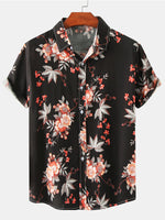 Casual Short Sleeve Retro 70s Floral Shirt for Men