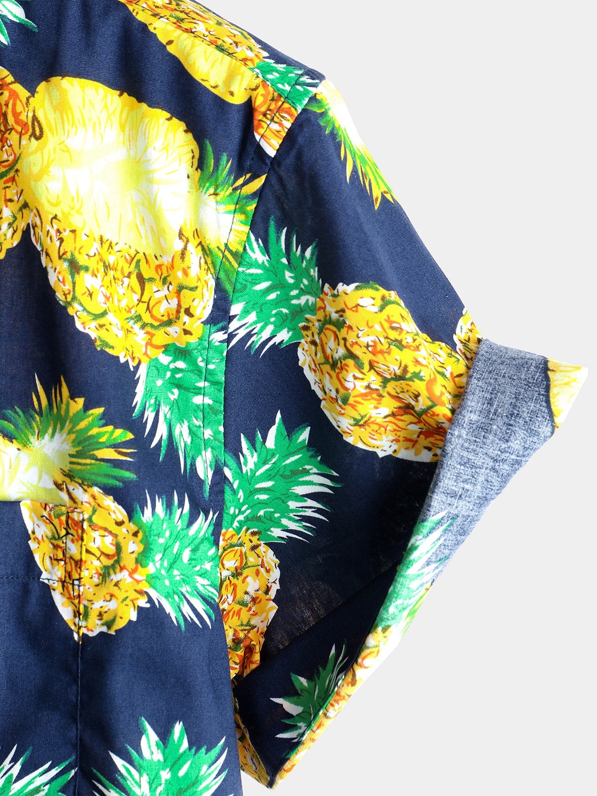 Short-Sleeved Pineapple Cotton Shirts for Men