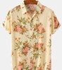 Casual Short Sleeve Retro 70s Floral Shirt for Men