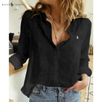 R. Linen Blouse with Button Placket