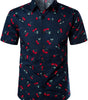 Men's Cherry Floral Print Tropical Cotton Beach Shirt