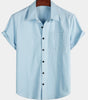 Short-Sleeved Cotton and Linen Solid Colour Shirt for Men