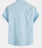 Short-Sleeved Cotton and Linen Solid Colour Shirt for Men