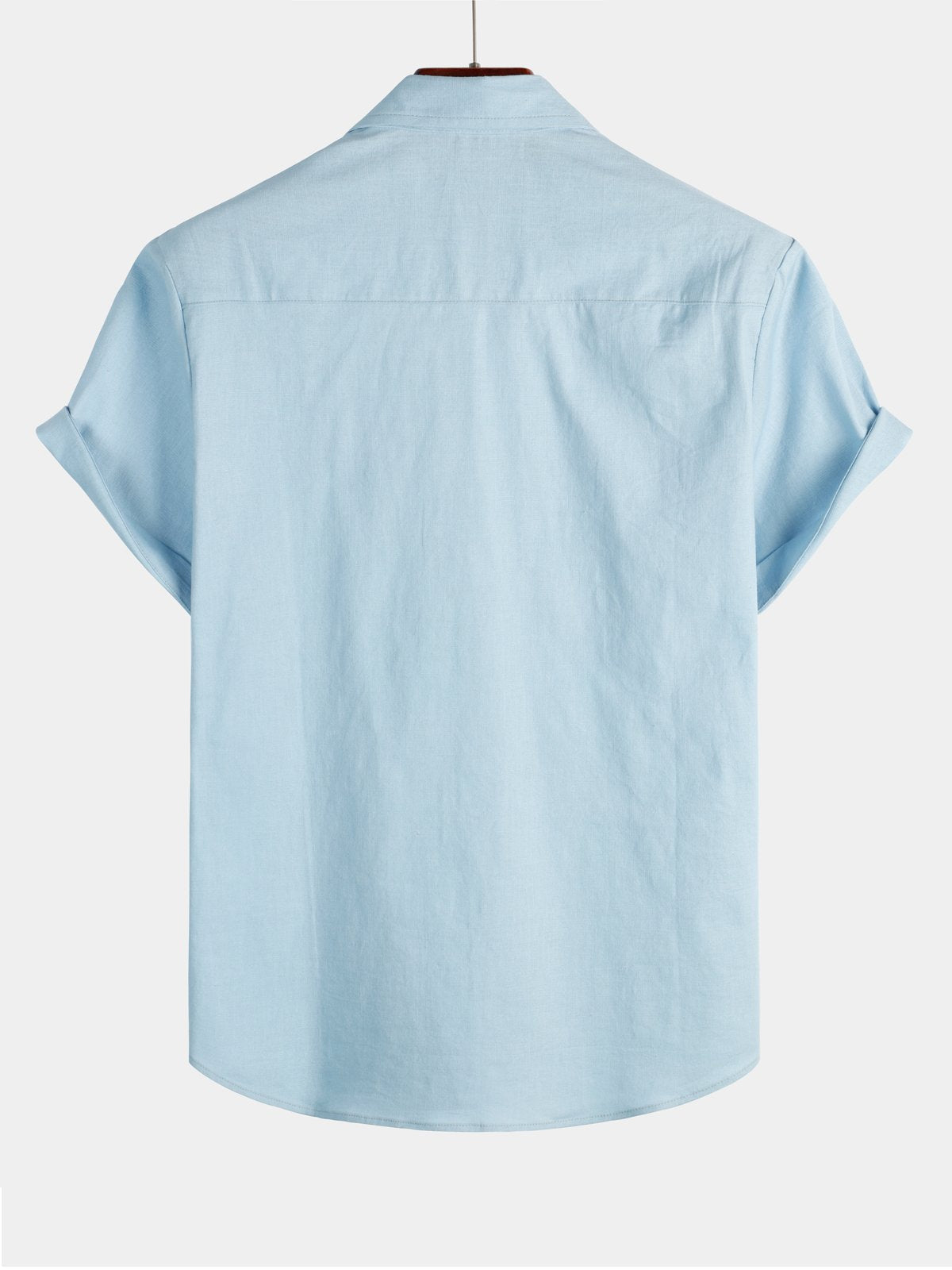 Short-Sleeved Cotton and Linen Solid Colour Shirt for Men