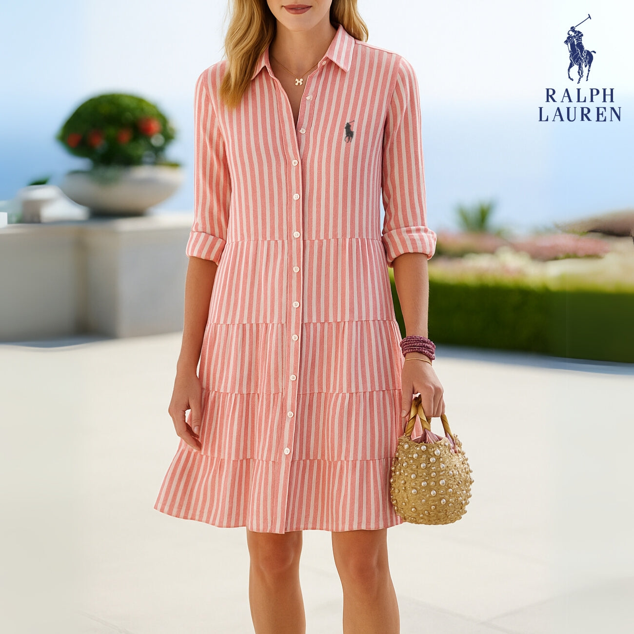 Striped Shirt Dress by R. Lauren + Free R. Lauren Sun Hat