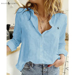 R. Linen Blouse with Button Placket