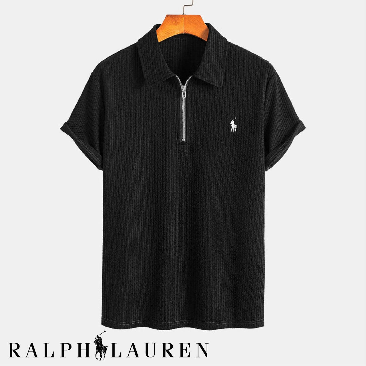 Premium Men’s Cable-Knit Polo Shirt