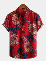 Men's Pure Cotton Hawaiian Style Holiday Print Shirt