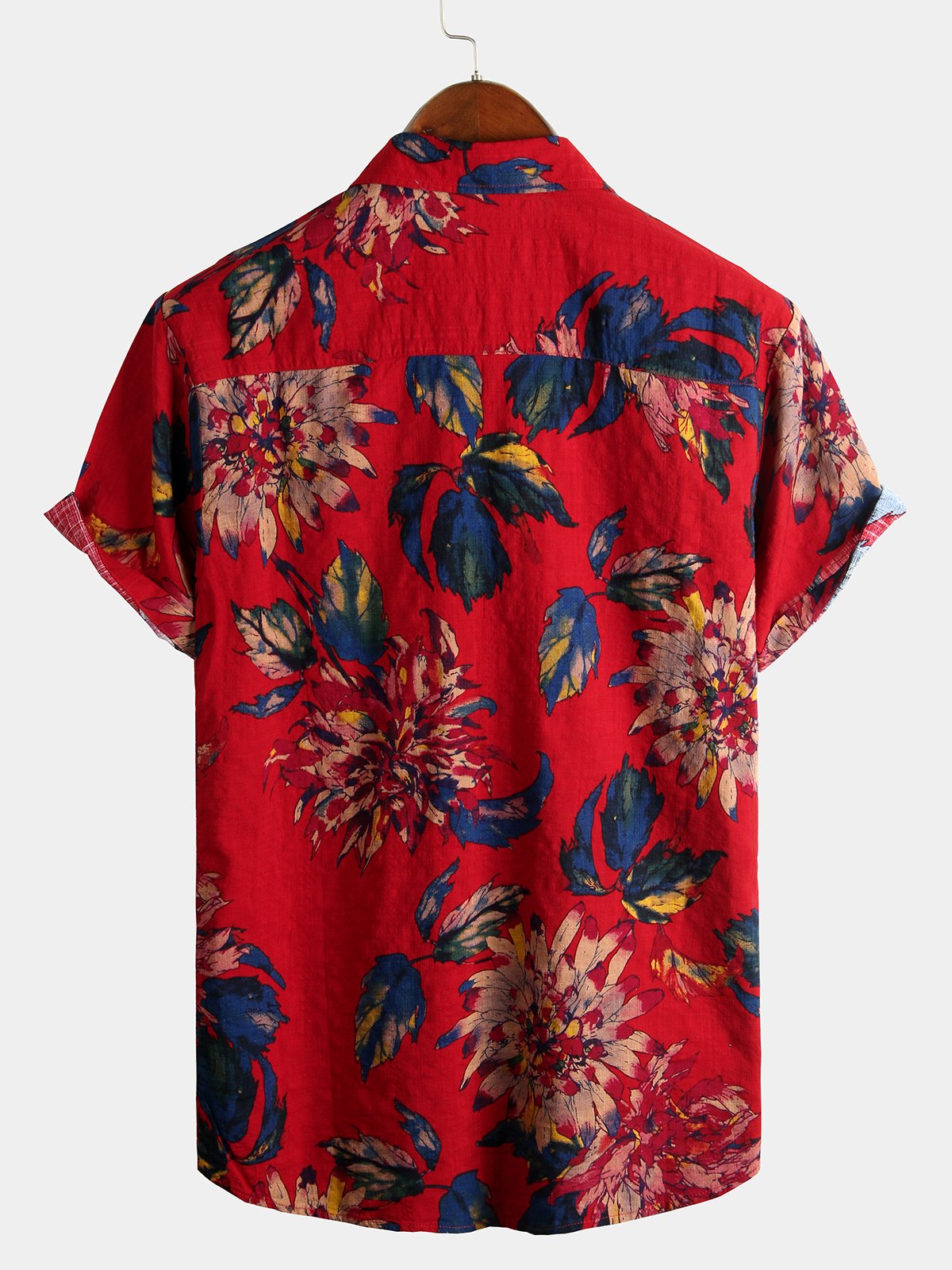 Men's Pure Cotton Hawaiian Style Holiday Print Shirt