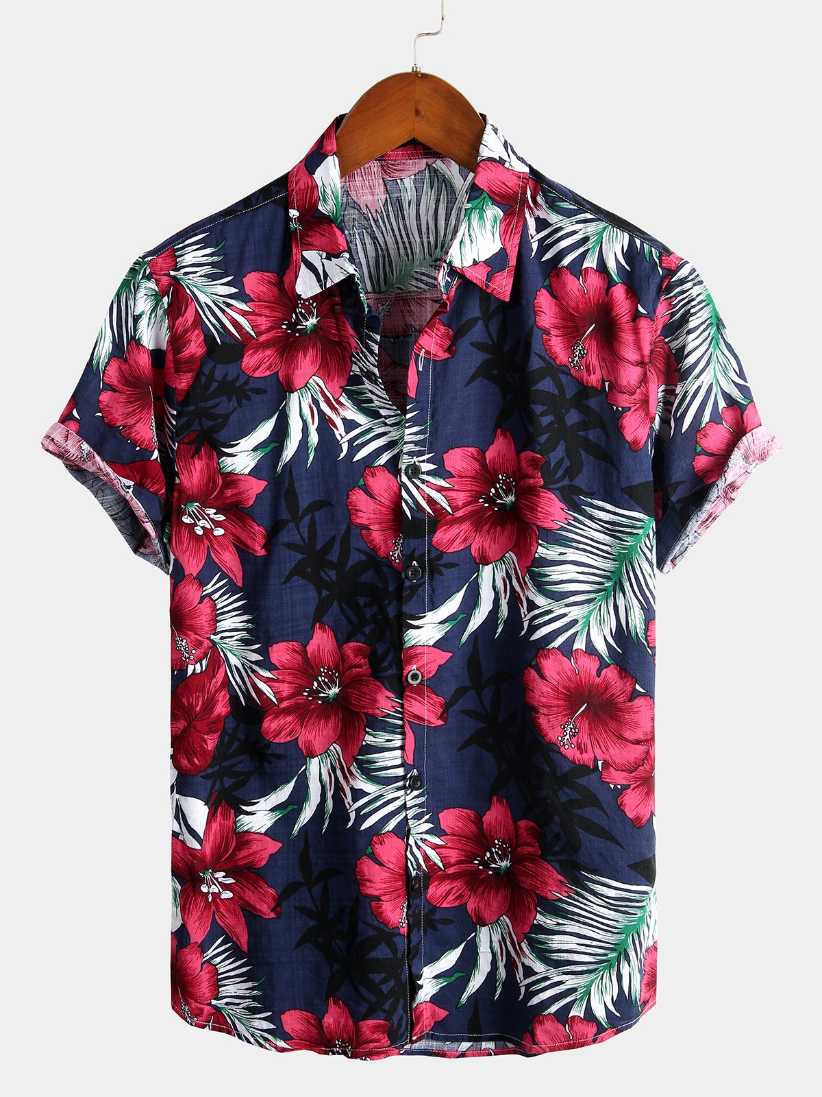 Men's Pure Cotton Hawaiian Print Holiday Shirt