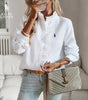R. Lauren Blouse with Ruffles – Soft Structure & Classic Button Placket