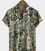Men's Short Sleeve Hawaiian Shirt with Floral Print, Vintage Style, Breathable Holiday Style
