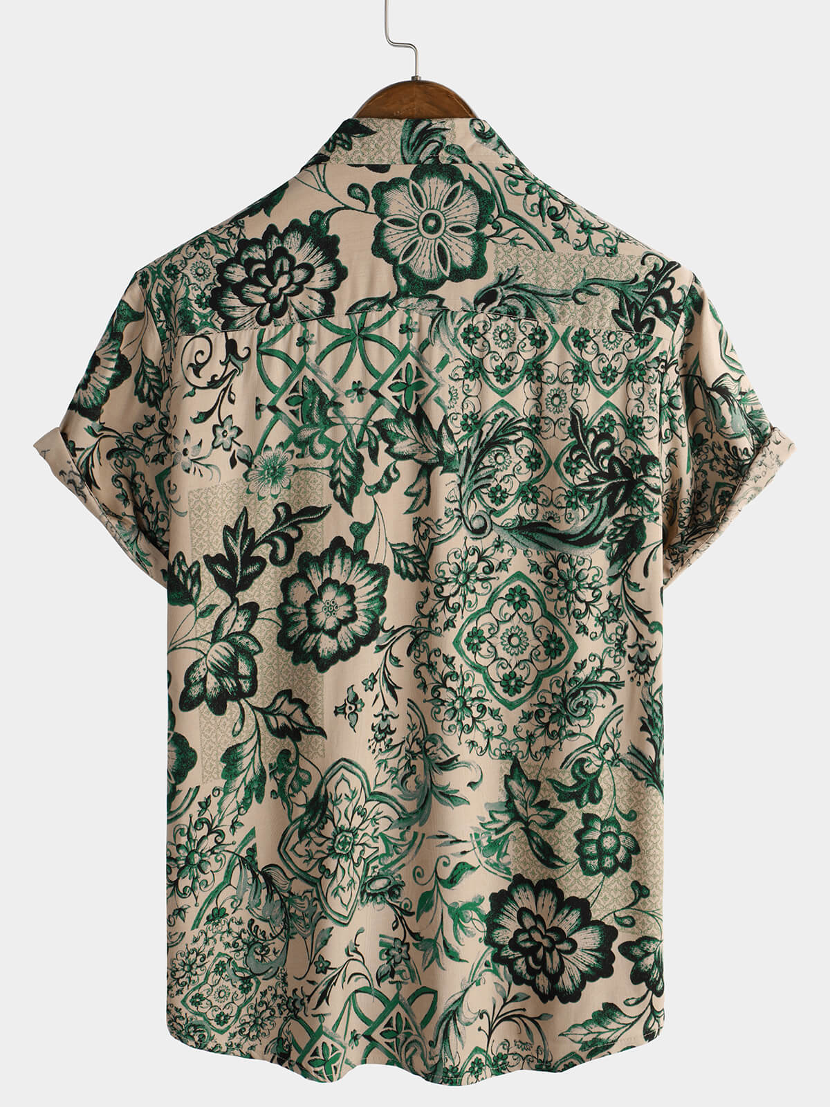 Men's Short Sleeve Hawaiian Shirt with Floral Print, Vintage Style, Breathable Holiday Style