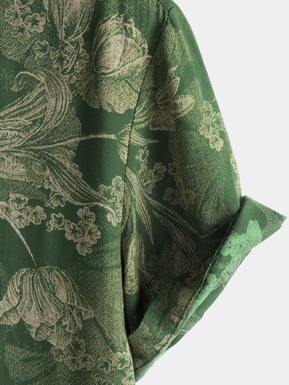 Short-sleeved Hawaiian shirt with breathable buttons for men in vintage green