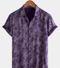 Men's Short Sleeve Hawaiian Shirt with Breathable Buttons in Vintage Purple