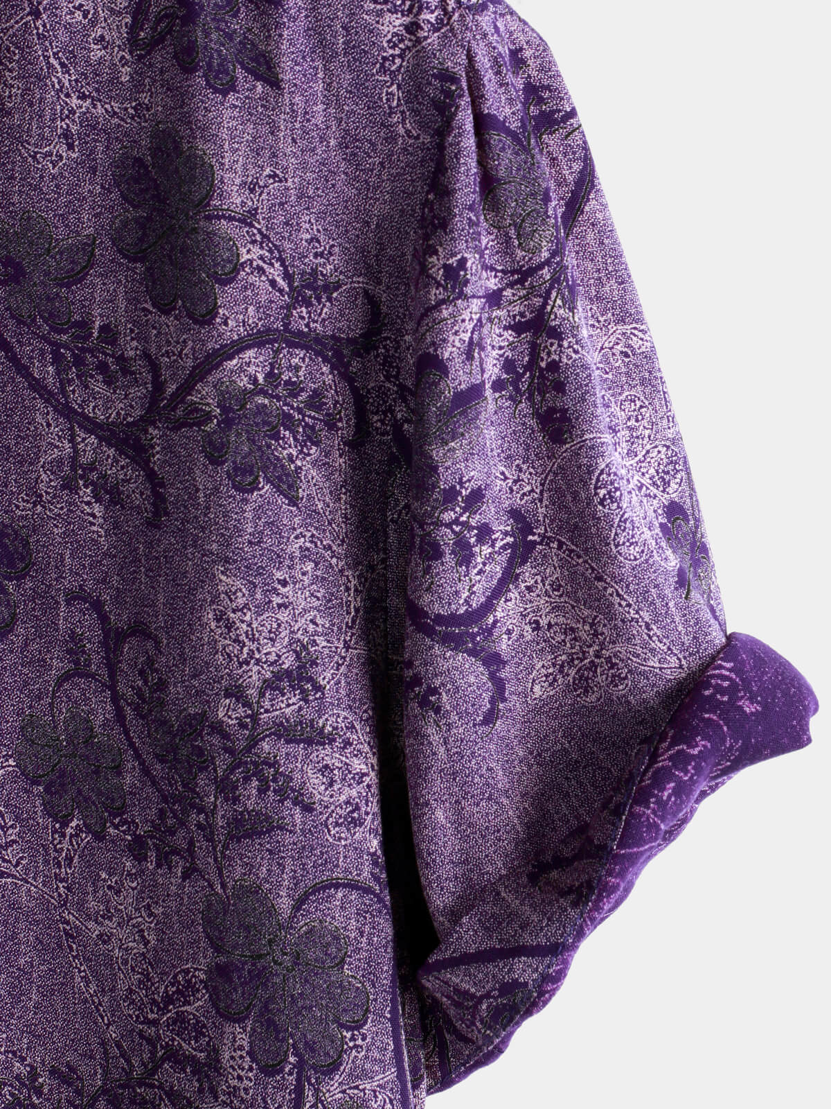 Men's Short Sleeve Hawaiian Shirt with Breathable Buttons in Vintage Purple